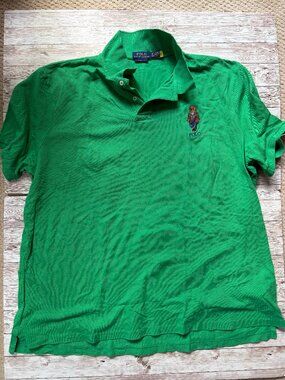Polo Ralph Lauren Bear Polo Shirt XXL Classic Fit Green Teddy Bear Embroidered
